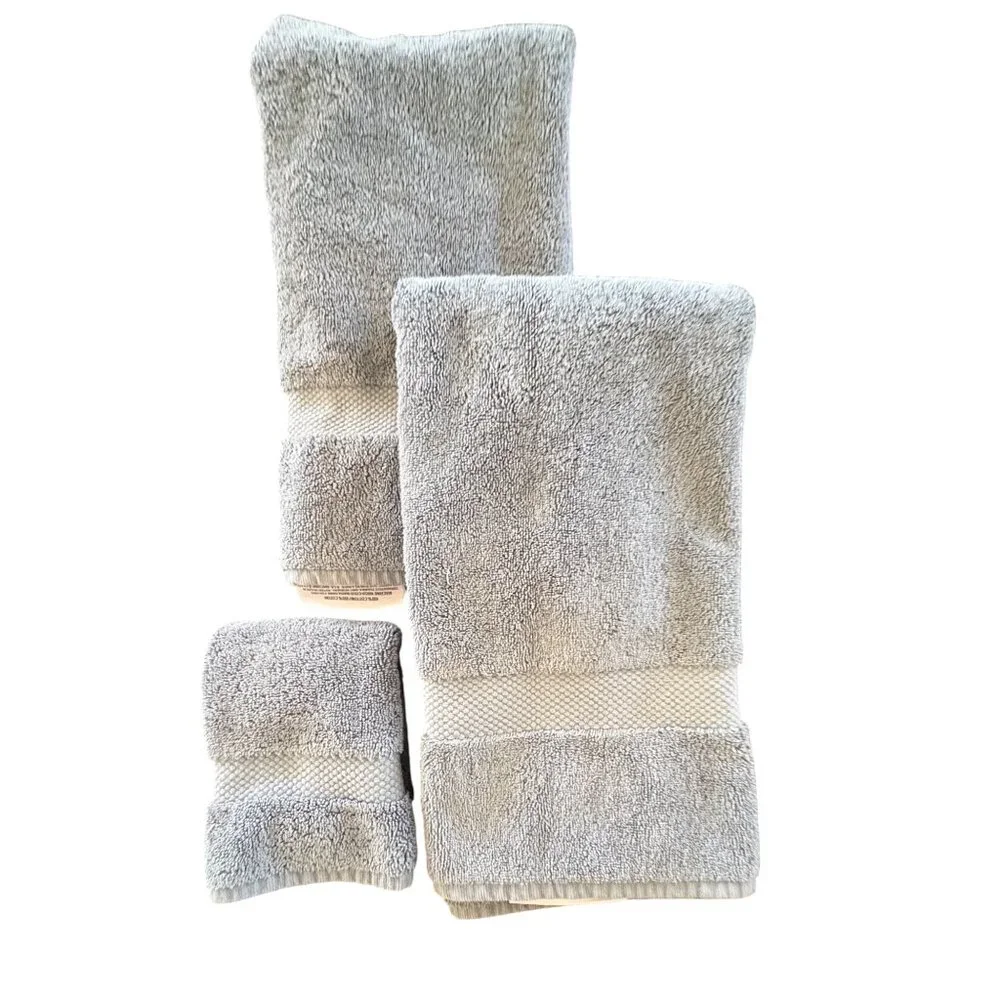 Restoration Hardware Turkish Cotton Hand Towels and 1 Washcloth Grayish Blue